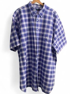 Ralph Lauren Classic Blue Plaid Short-Sleeve Button-Down Shirt size 3XL